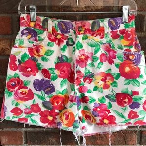 Vintage floral Vivaldi high waisted cutoff shorts